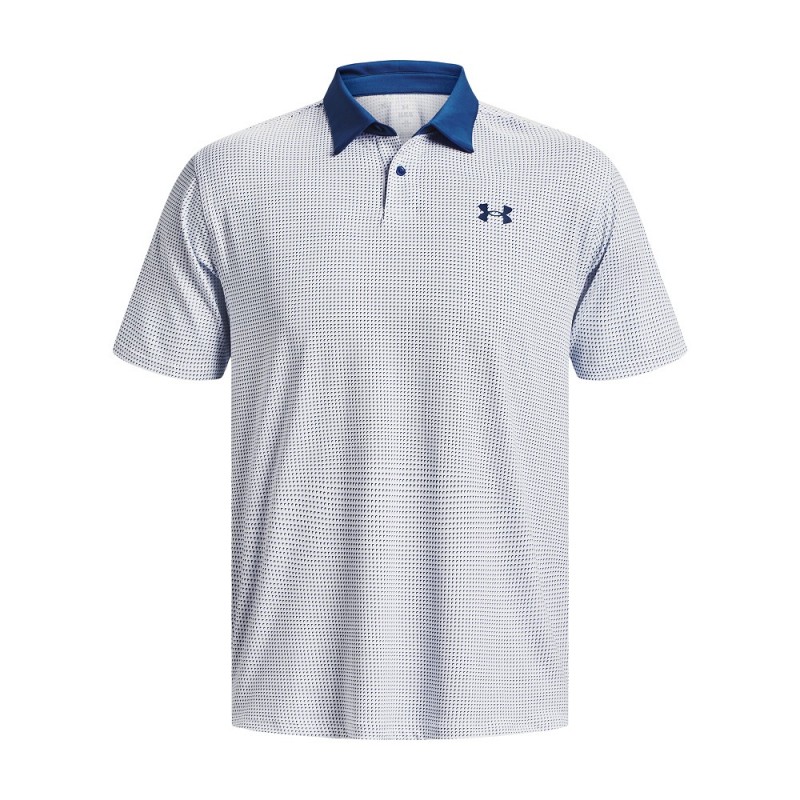 Under Armour T2G Printed heren golfpolo shirt (wit-blauw)