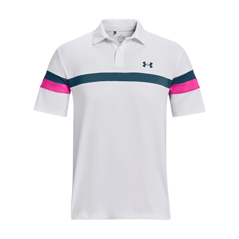 Under T2G Color Block heren golfpolo shirt wit-blauw kopen? Golf123