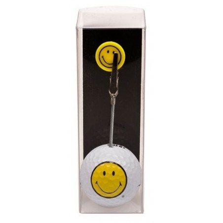 Golfbal met opdruk en marker - Smiley (1 stuks) ZHSM Sportiques Golfcadeaus
