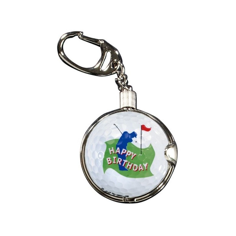 Sleutelhanger met golfbal - Happy Birthday (1 stuks) KEYGO Sportiques Golfcadeaus