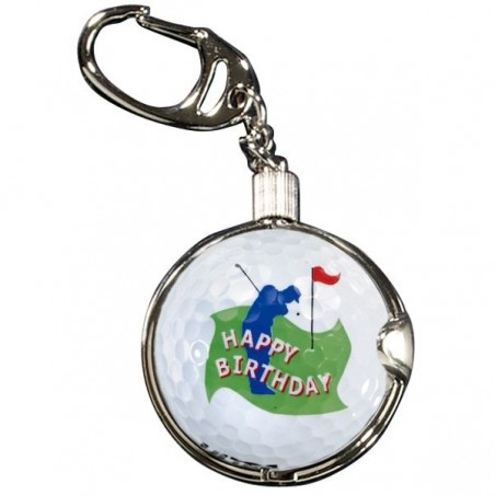 Sleutelhanger met golfbal - Happy Birthday (1 stuks) KEYGO Sportiques Golfcadeaus