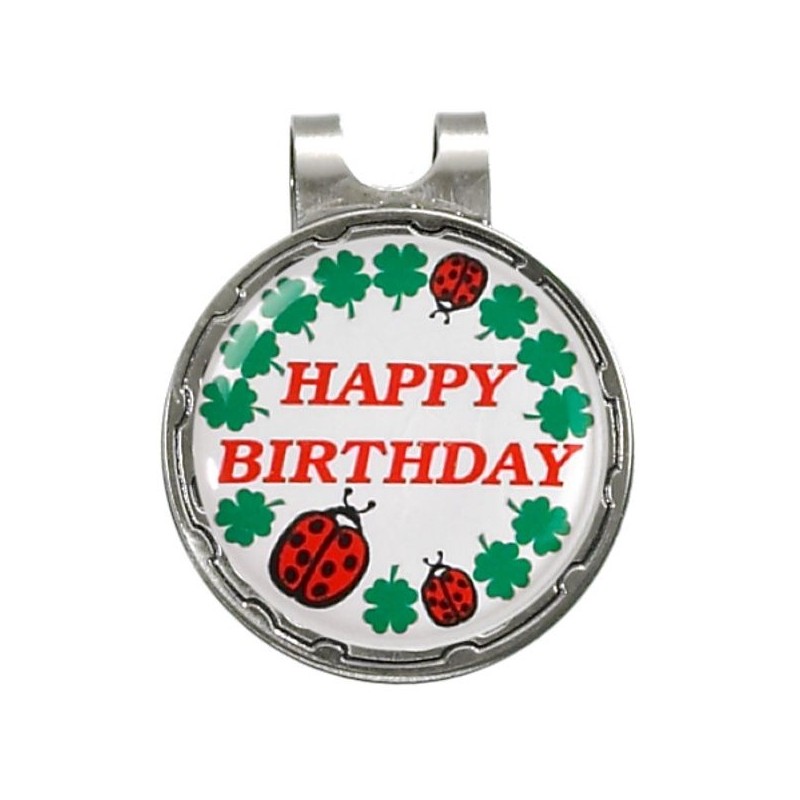 Magnetische marker op hatclip - Happy Birthday (1 stuks) HCKB Sportiques Golfcadeaus