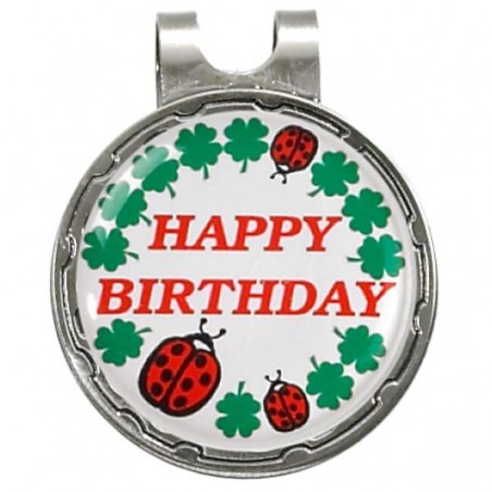 Magnetische marker op hatclip - Happy Birthday (1 stuks) HCKB Sportiques Golfcadeaus