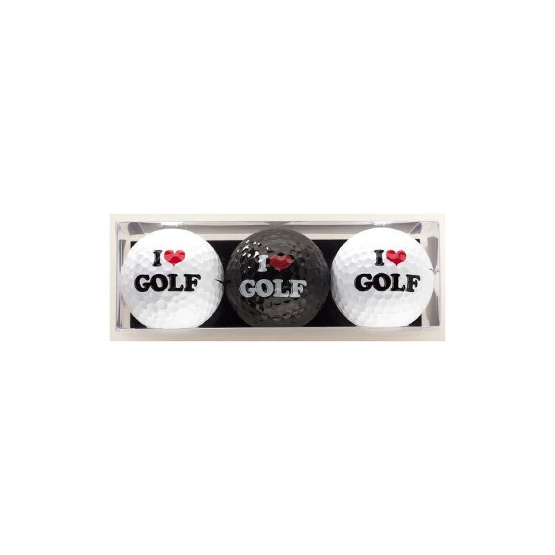 3 golfballen I Love Golf GBLG Sportiques Golfcadeaus