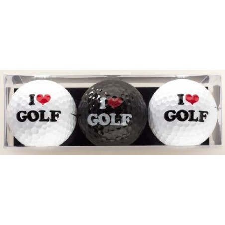 3 golfballen I Love Golf GBLG Sportiques Golfcadeaus