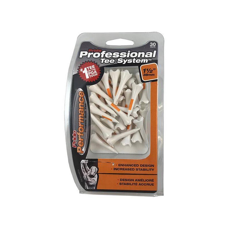 Pride Professional Tee System Performance plastic tees 30 stuks (38mm) 190010 Pride GolfTee Golfaccessoires