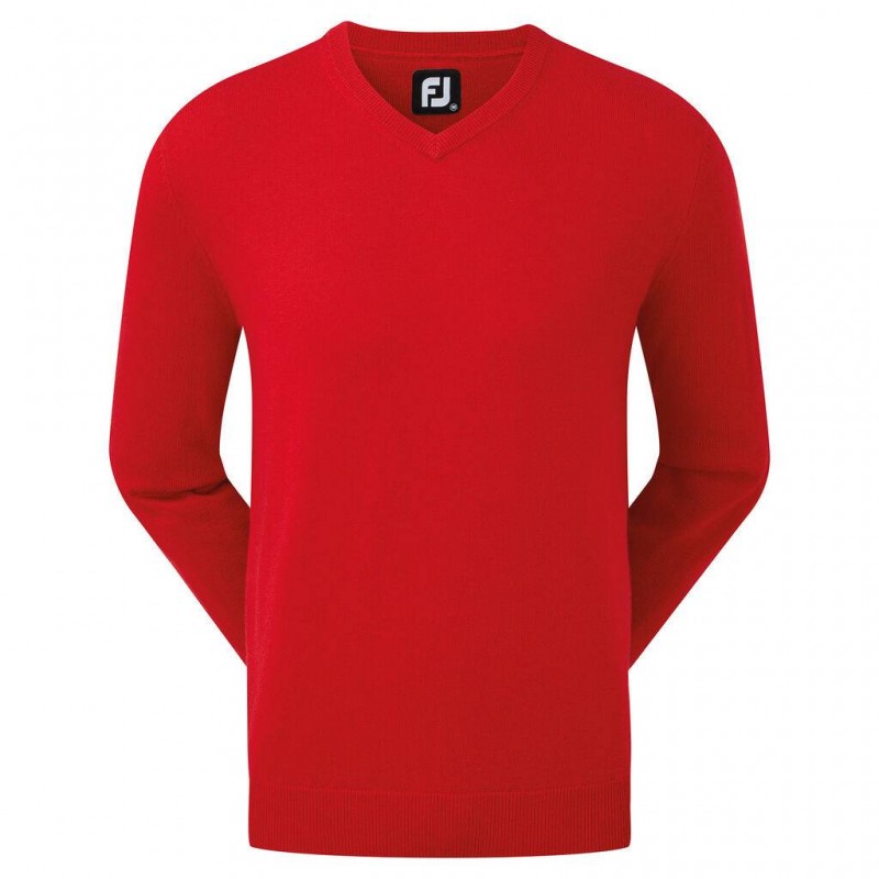 Footjoy Wool Blend v-neck heren golftrui (rood) 90132 Footjoy Golfkleding